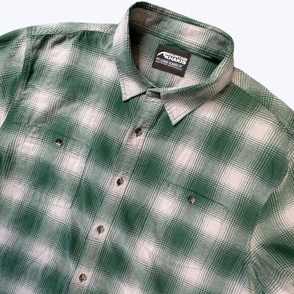 Mountain Khakis Men's Short Sleeve Shirt Size XX Large Green and Tan - Picture 2 of 9